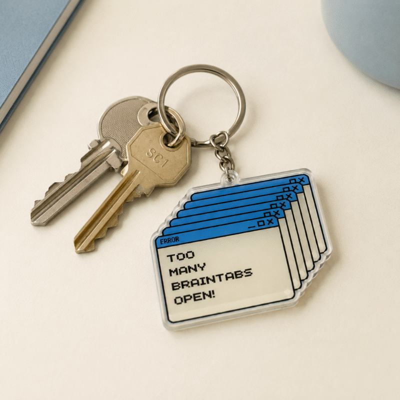 Too Many Brain Tabs Open – Acrylic Keychain