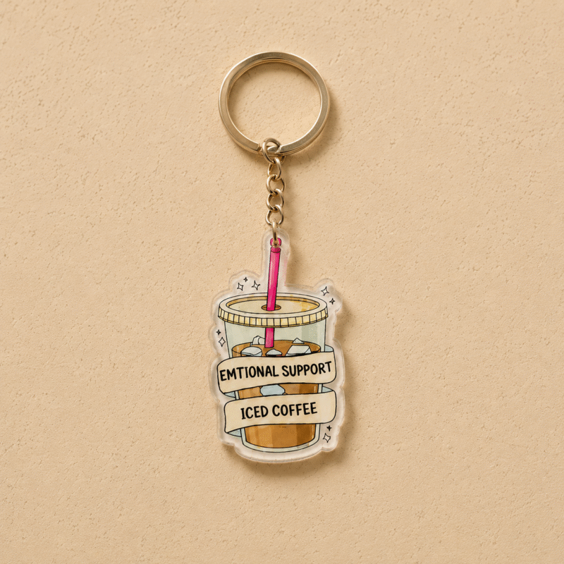 ChatGPT Image Jun 21, 2026, 04_08_33 PM (1) Emotional Support Iced Coffee - Acrylic Keychain