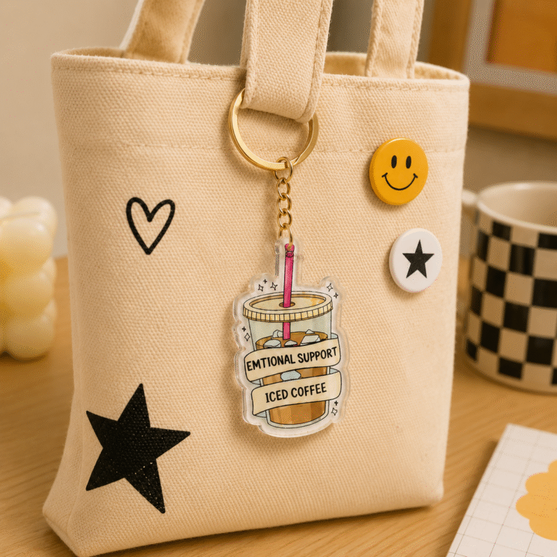 ChatGPT Image Jun 21, 2026, 04_08_34 PM (2) Emotional Support Iced Coffee - Acrylic Keychain