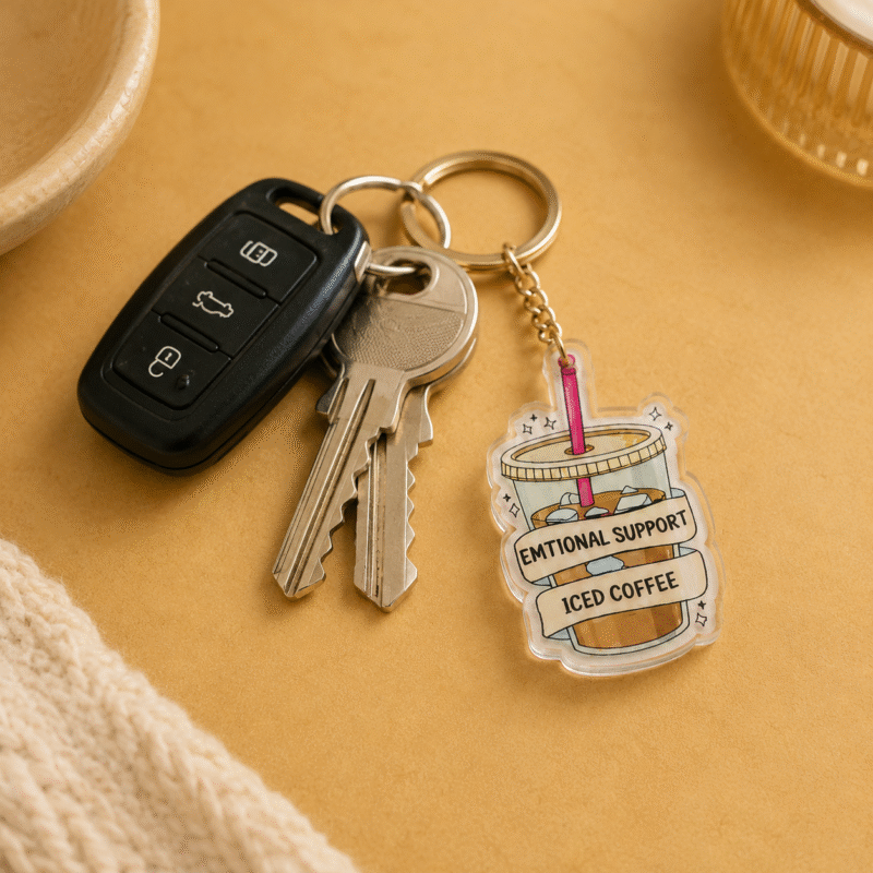 ChatGPT Image Jun 21, 2026, 04_08_35 PM (3) Emotional Support Iced Coffee - Acrylic Keychain
