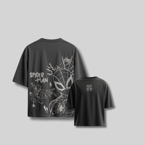 10 Spider-Man Oversized Drop Shoulder Grey ( Unisex T-Shirt )