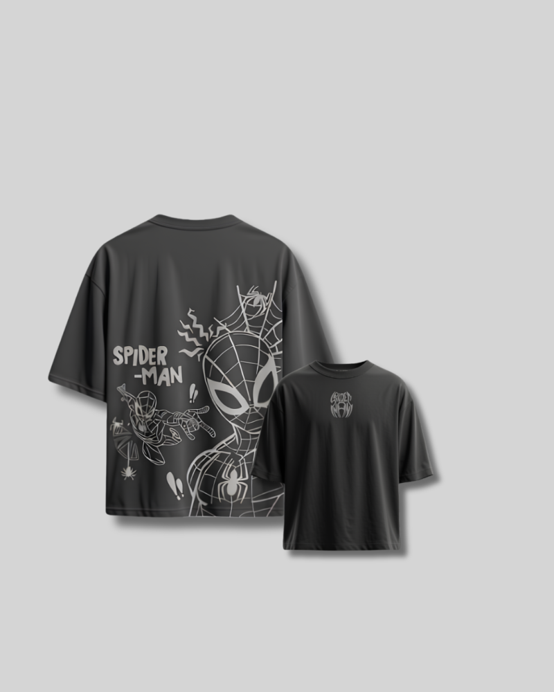 Spider-Man Oversized Drop Shoulder Grey ( Unisex T-Shirt )