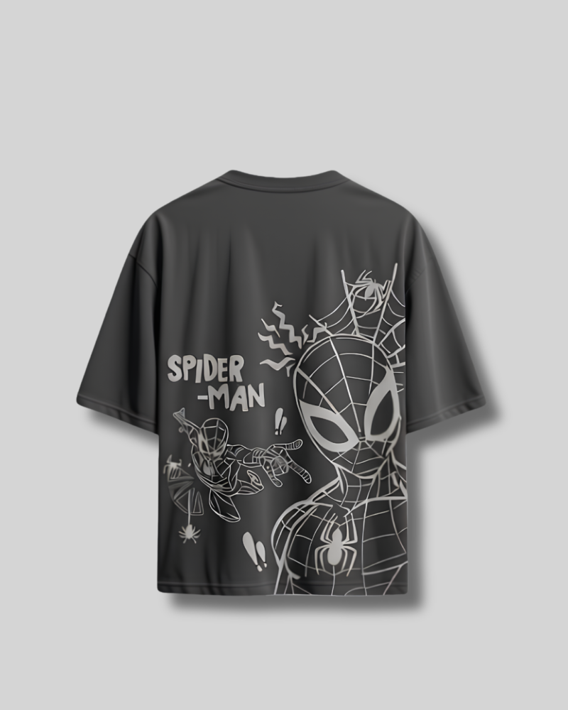 Spider-Man Oversized Drop Shoulder Grey ( Unisex T-Shirt )