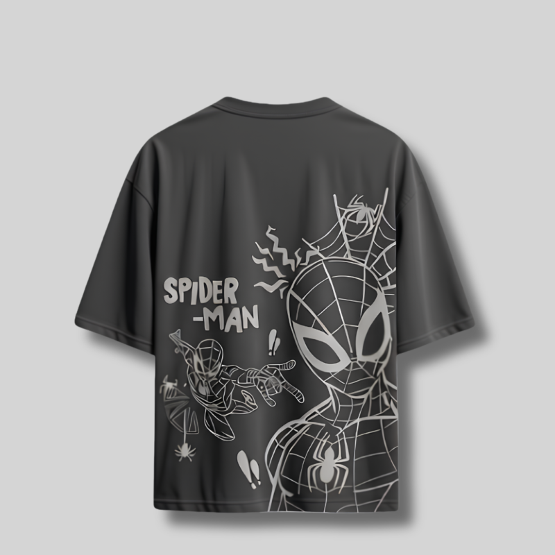 Spider-Man Oversized Drop Shoulder Grey ( Unisex T-Shirt )